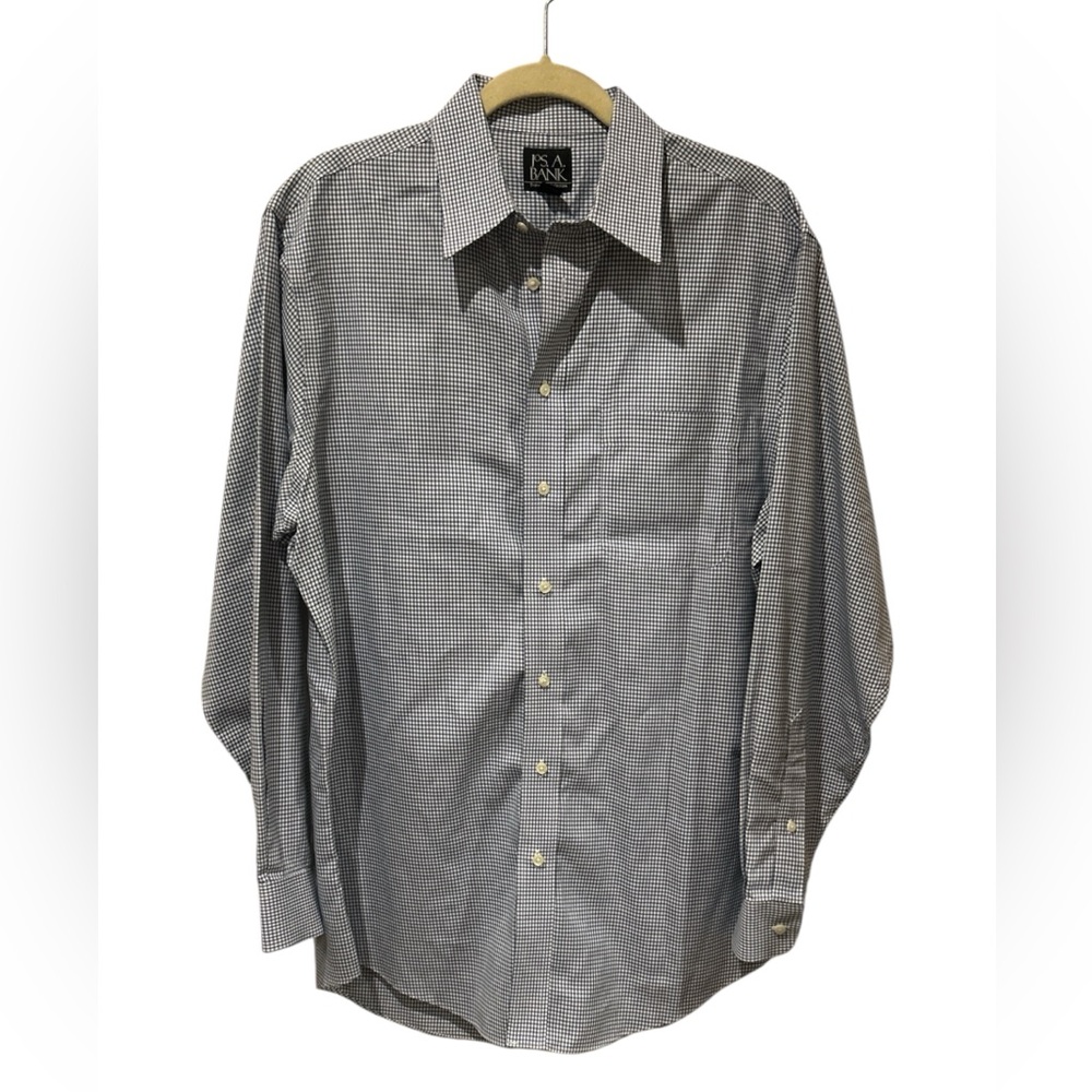 Jos. A. Bank Navy and White Patterned Dress Shirt